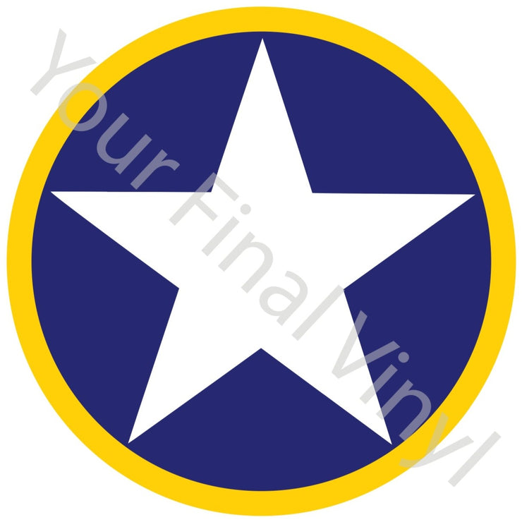 USAF Roundel Blue Circle White Star Yellow Ring
