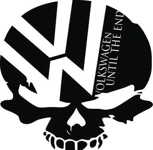 Volkswagen Sticker - Skull VW Logo - Volkswagen Until The End
